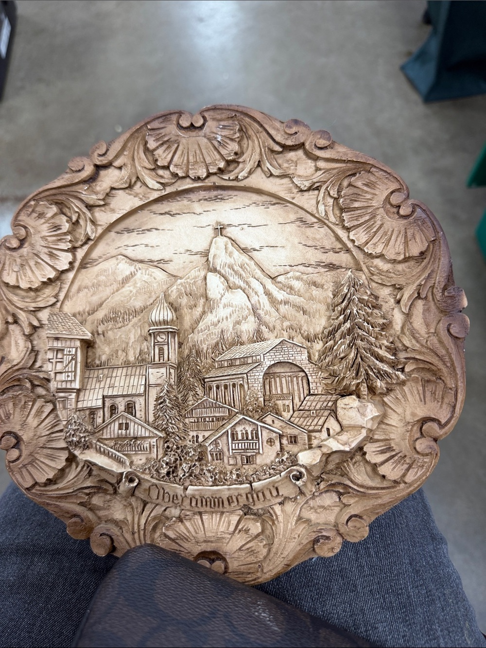 Hand-Carved Alpine Village Decorative Wall Plaque - Brown